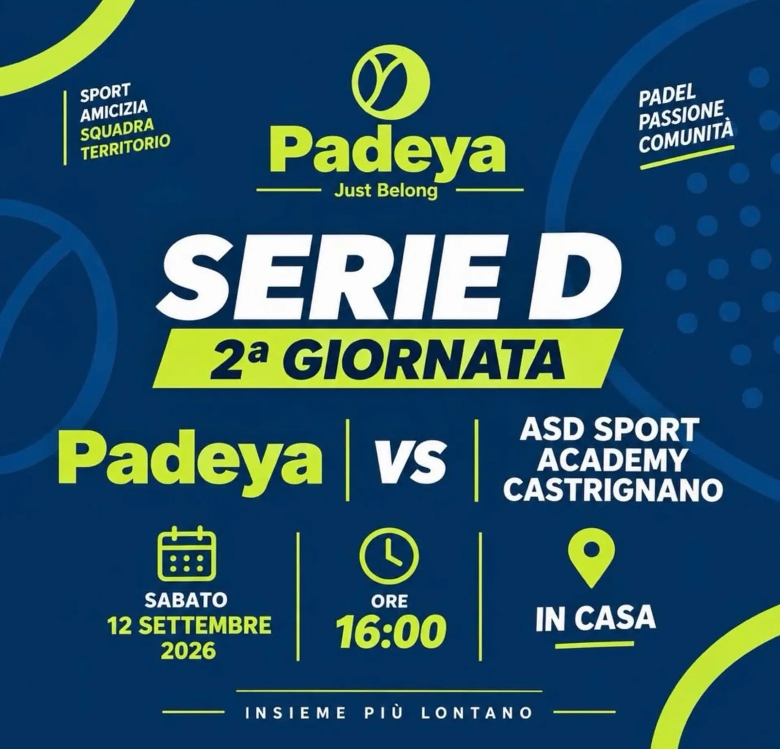 Locandina Serie D 2ª giornata: Padeya vs ASD Sport Academy Castrignano